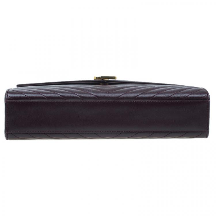 Pre Owned Saint Laurent Paris Burgundy Leather Large Cassandre Flap Bag