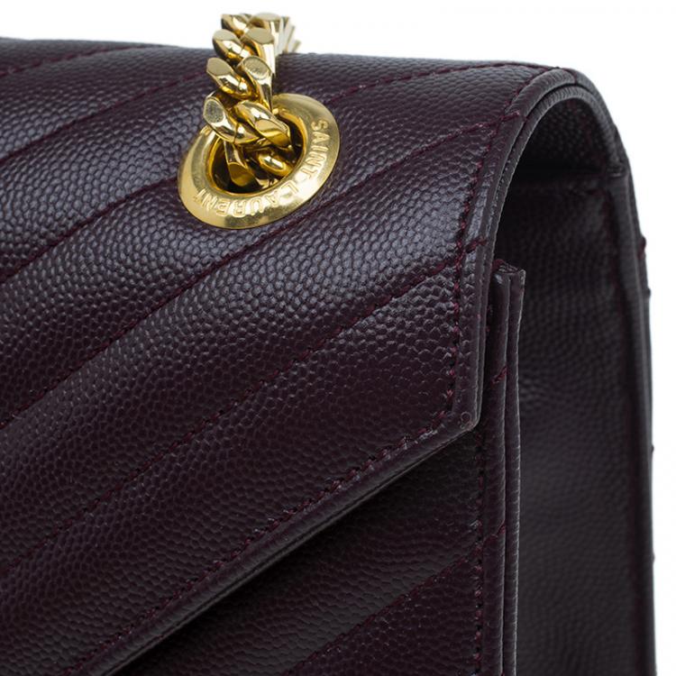 Pre Owned Saint Laurent Paris Burgundy Leather Large Cassandre Flap Bag