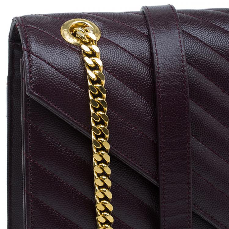 Pre Owned Saint Laurent Paris Burgundy Leather Large Cassandre Flap Bag