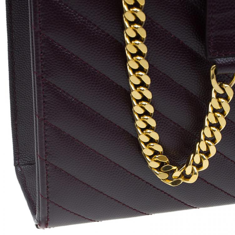 Pre Owned Saint Laurent Paris Burgundy Leather Large Cassandre Flap Bag