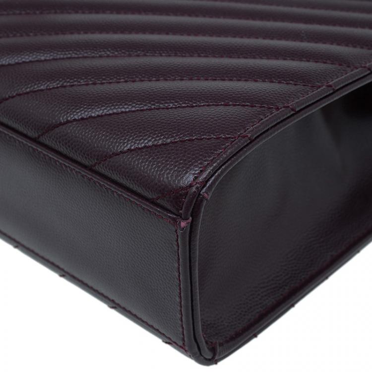Pre Owned Saint Laurent Paris Burgundy Leather Large Cassandre Flap Bag