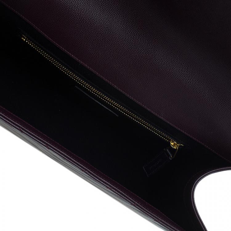 Pre Owned Saint Laurent Paris Burgundy Leather Large Cassandre Flap Bag