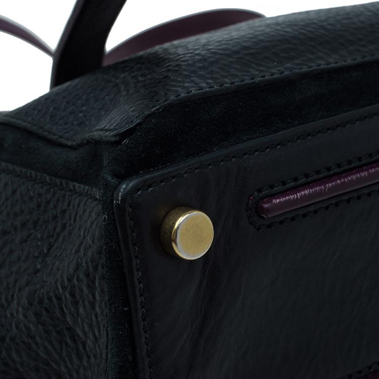 Pre Owned Saint Laurent Paris Black/Purple Leather Medium Muse Two Satchel