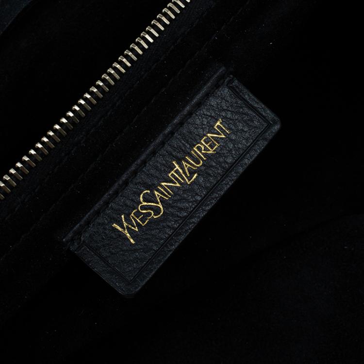 Pre Owned Saint Laurent Paris Black/Purple Leather Medium Muse Two Satchel
