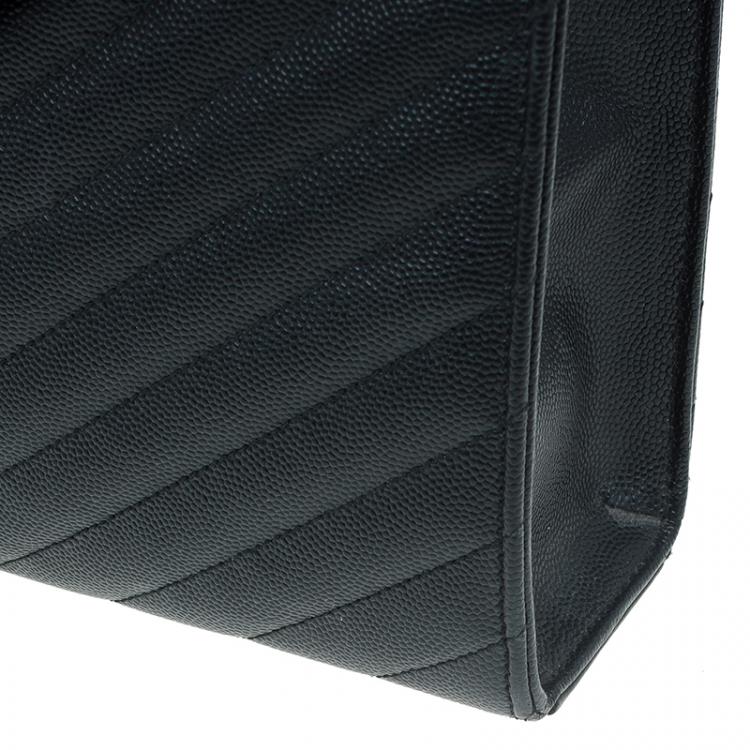 Pre Owned Saint Laurent Paris Black Leather Large Cassandre Flap Bag