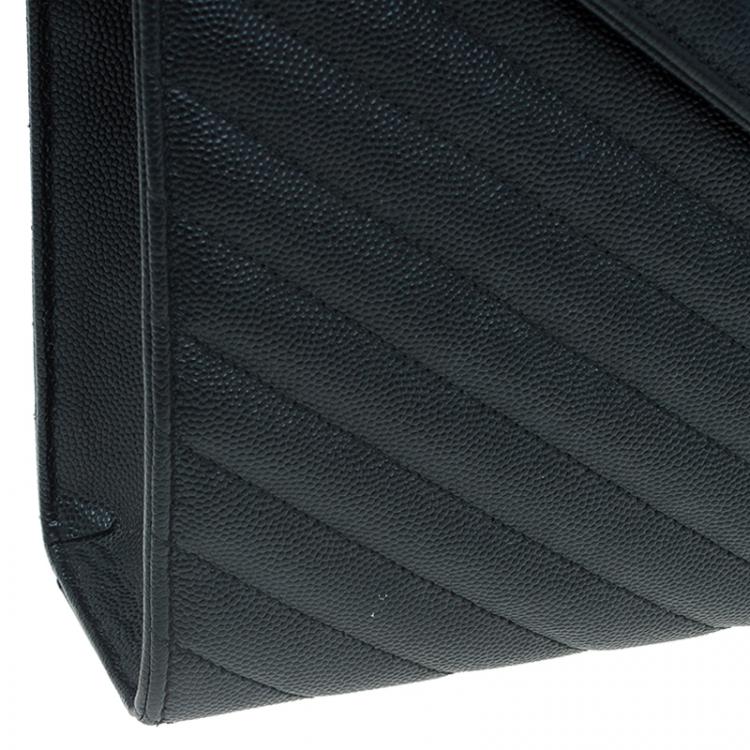 Pre Owned Saint Laurent Paris Black Leather Large Cassandre Flap Bag