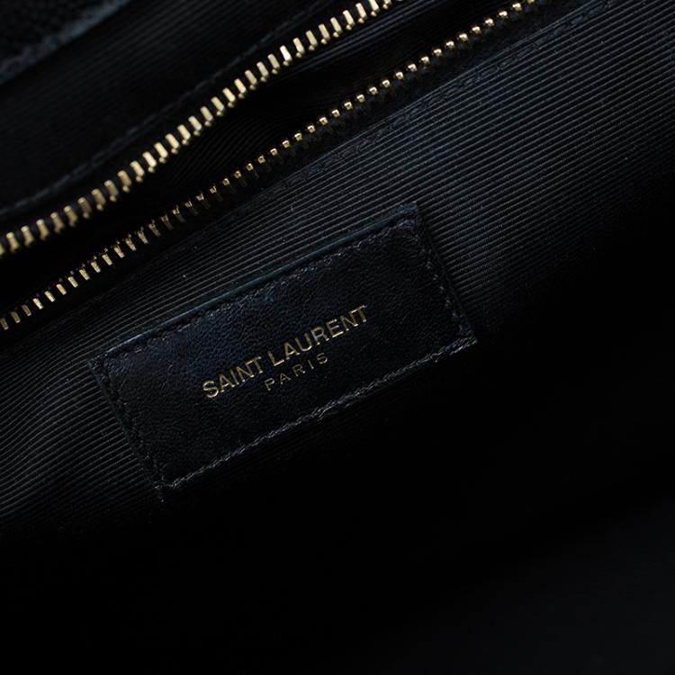 Pre Owned Saint Laurent Paris Black Leather Large Cassandre Flap Bag