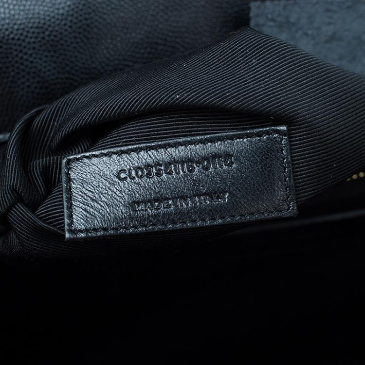 Pre Owned Saint Laurent Paris Black Leather Large Cassandre Flap Bag