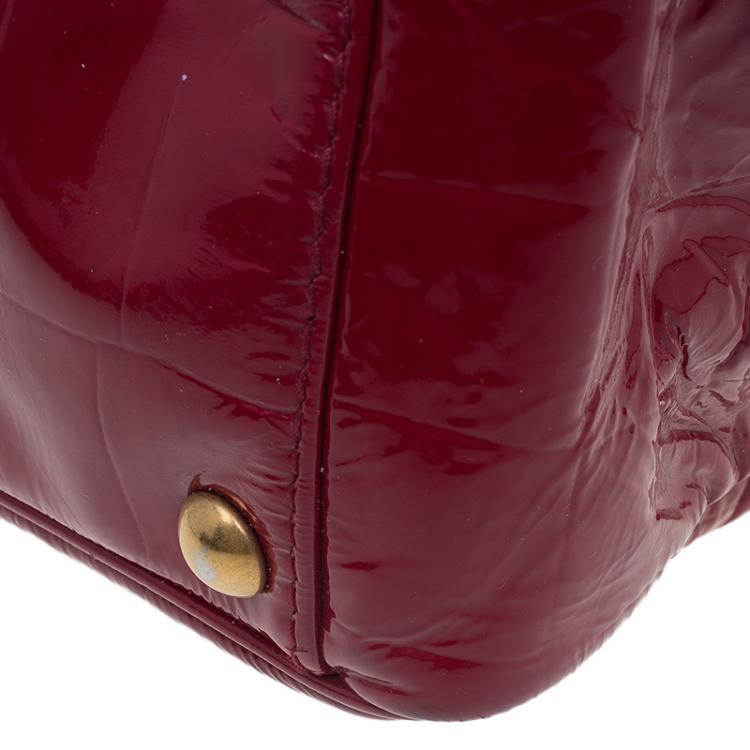 Pre Owned Saint Laurent Paris Red Croc Embossed Patent Leather Raspail North South Tote 