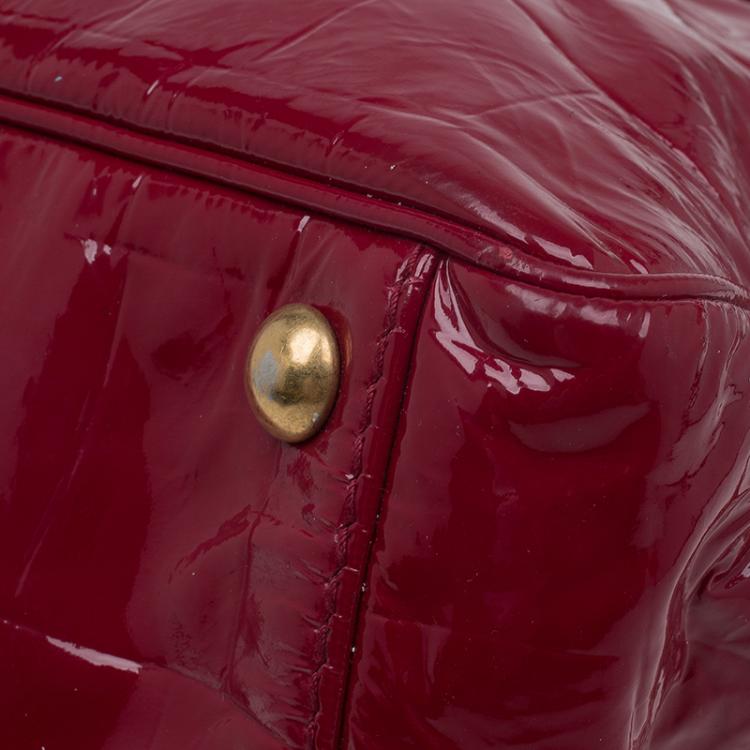 Pre Owned Saint Laurent Paris Red Croc Embossed Patent Leather Raspail North South Tote 