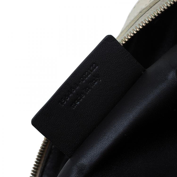 Pre Owned Saint Laurent Paris White Ostrich Large Muse Satchel