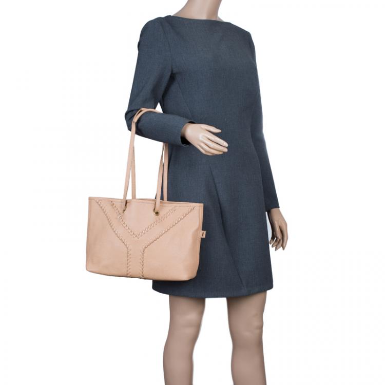 Pre Owned Saint Laurent Paris Beige/Black Leather Small Neo Double Reversible Tote