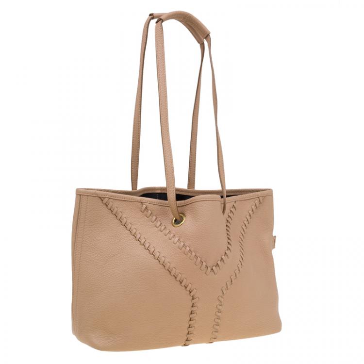 Pre Owned Saint Laurent Paris Beige/Black Leather Small Neo Double Reversible Tote