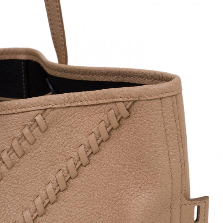 Pre Owned Saint Laurent Paris Beige/Black Leather Small Neo Double Reversible Tote