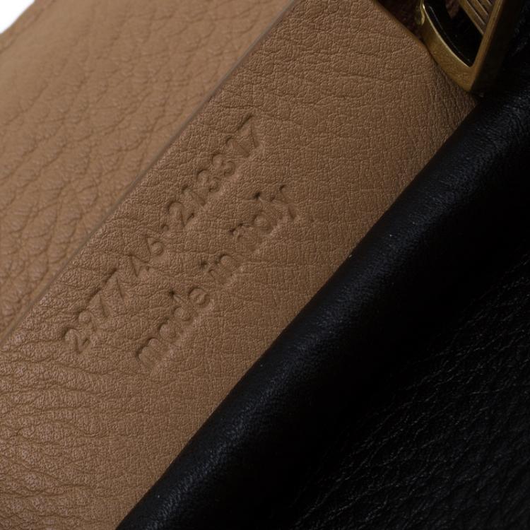 Pre Owned Saint Laurent Paris Beige/Black Leather Small Neo Double Reversible Tote