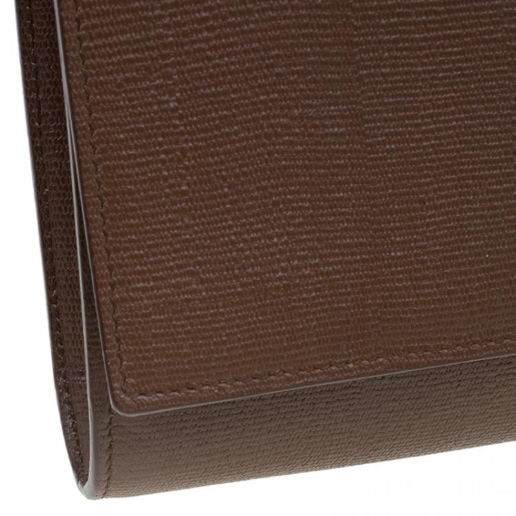 Pre Owned Saint Laurent Paris Brown Leather Large Chyc Clutch