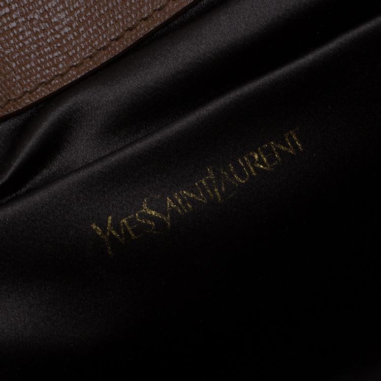 Pre Owned Saint Laurent Paris Brown Leather Large Chyc Clutch