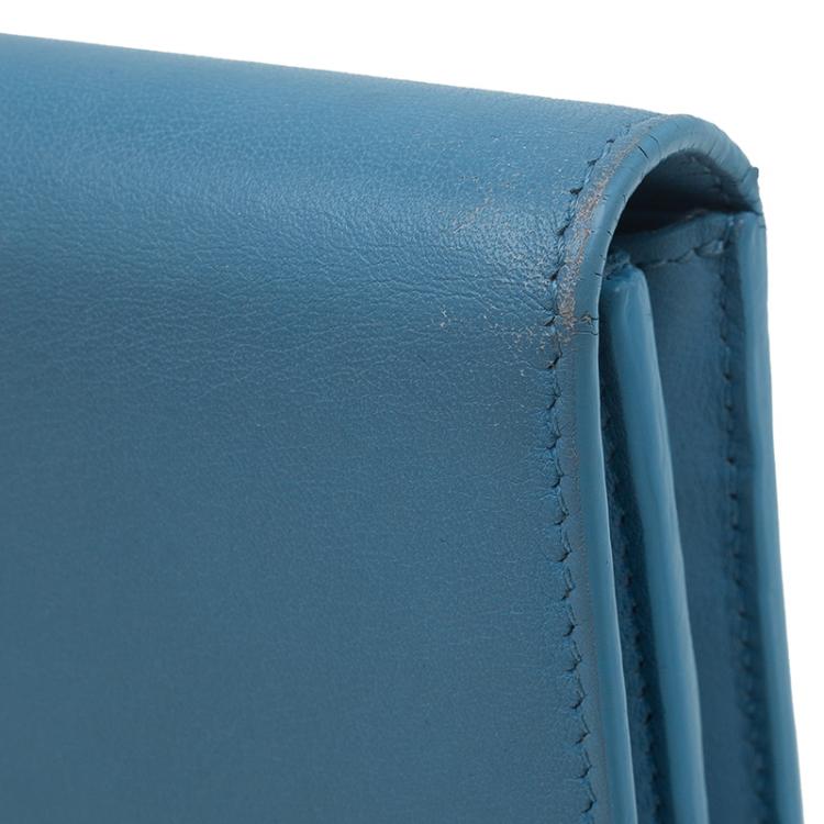 Pre Owned Saint Laurent Paris Blue Leather Y Line Continental Wallet