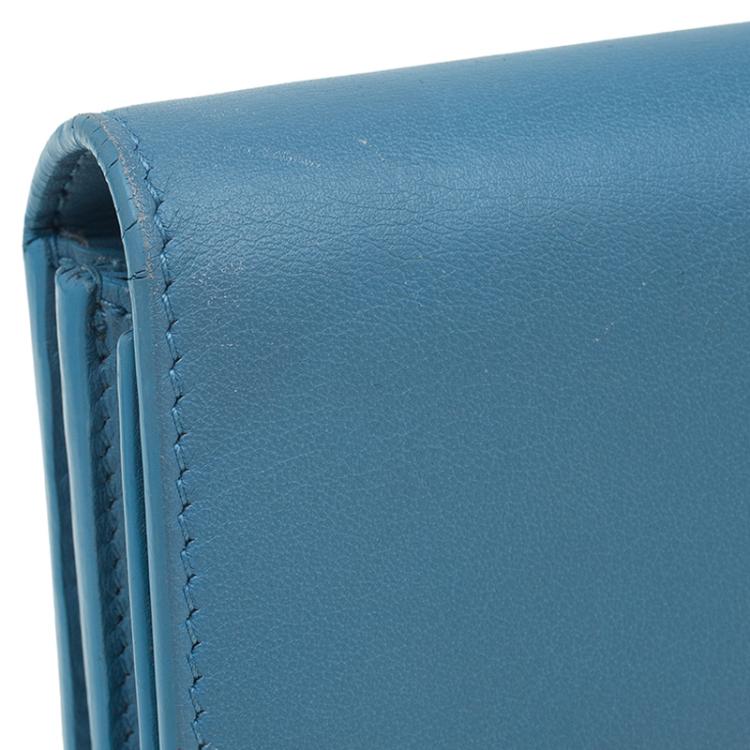 Pre Owned Saint Laurent Paris Blue Leather Y Line Continental Wallet