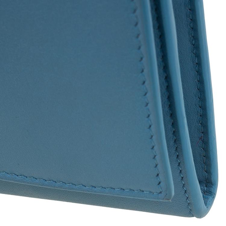 Pre Owned Saint Laurent Paris Blue Leather Y Line Continental Wallet