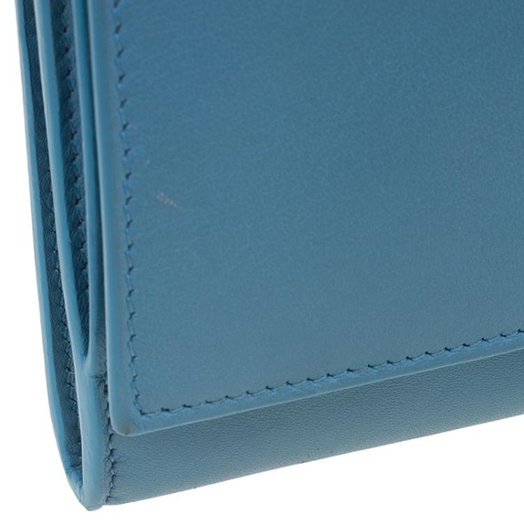 Pre Owned Saint Laurent Paris Blue Leather Y Line Continental Wallet