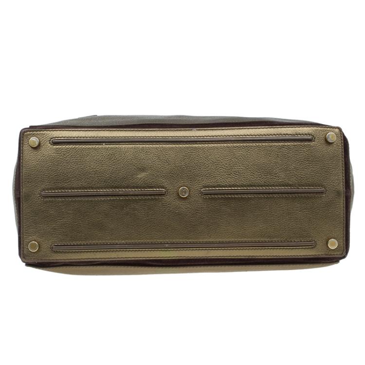 Pre Owned Saint Laurent Paris Bronze Leather Large Muse Two Top Handle Bag