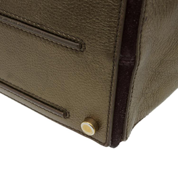 Pre Owned Saint Laurent Paris Bronze Leather Large Muse Two Top Handle Bag