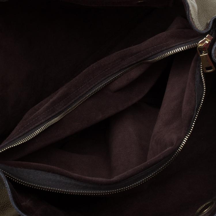 Pre Owned Saint Laurent Paris Bronze Leather Large Muse Two Top Handle Bag