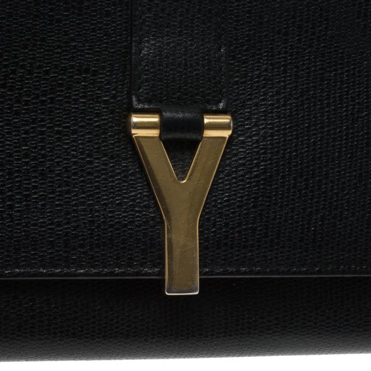 Pre Owned Saint Laurent Paris Black Leather CHYC Wallet 