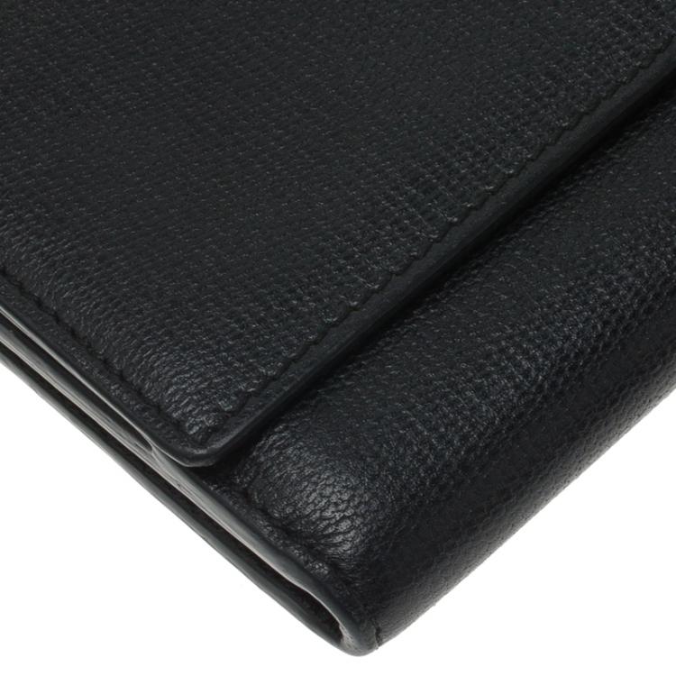 Pre Owned Saint Laurent Paris Black Leather CHYC Wallet 