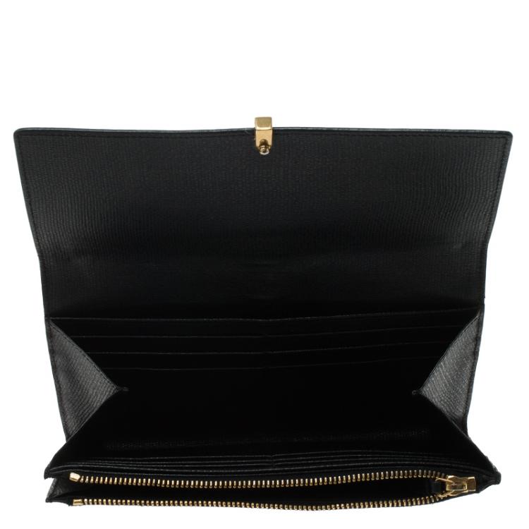Pre Owned Saint Laurent Paris Black Leather CHYC Wallet 