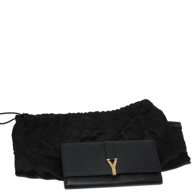 Pre Owned Saint Laurent Paris Black Leather CHYC Wallet 