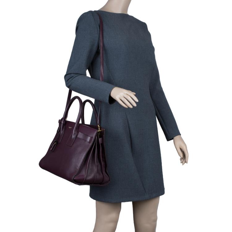 Pre Owned Saint Laurent Paris Burgundy Leather Small Classic Sac De Jour Tote