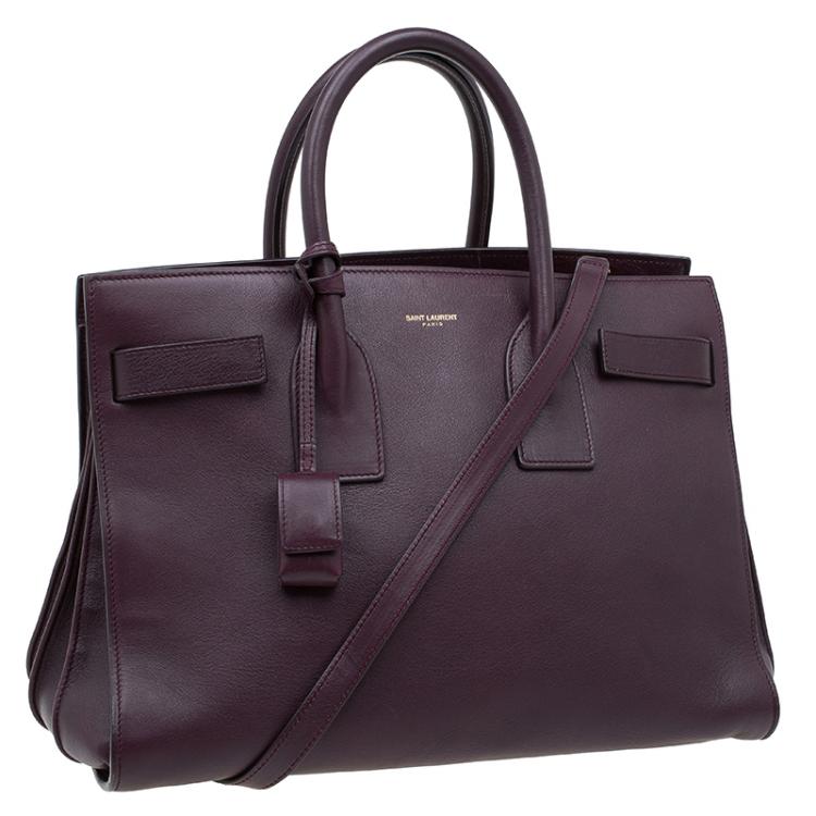 Pre Owned Saint Laurent Paris Burgundy Leather Small Classic Sac De Jour Tote