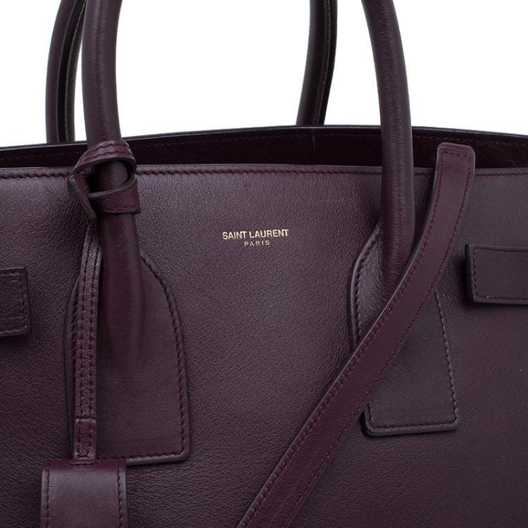 Pre Owned Saint Laurent Paris Burgundy Leather Small Classic Sac De Jour Tote
