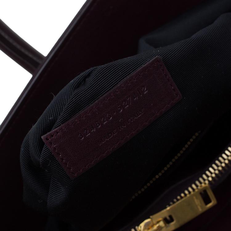 Pre Owned Saint Laurent Paris Burgundy Leather Small Classic Sac De Jour Tote