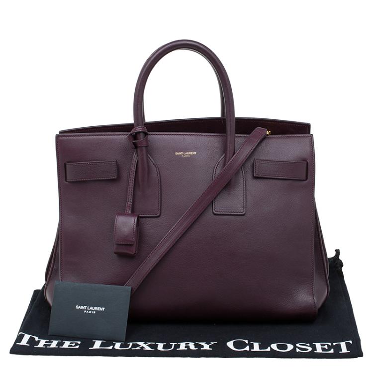 Pre Owned Saint Laurent Paris Burgundy Leather Small Classic Sac De Jour Tote