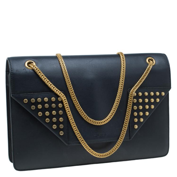 Pre Owned Saint Laurent Paris Black Leather Studded Betty Shoulder Bag