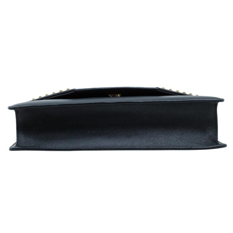Pre Owned Saint Laurent Paris Black Leather Studded Betty Shoulder Bag