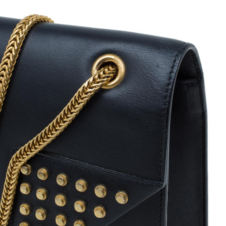 Pre Owned Saint Laurent Paris Black Leather Studded Betty Shoulder Bag