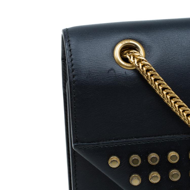 Pre Owned Saint Laurent Paris Black Leather Studded Betty Shoulder Bag