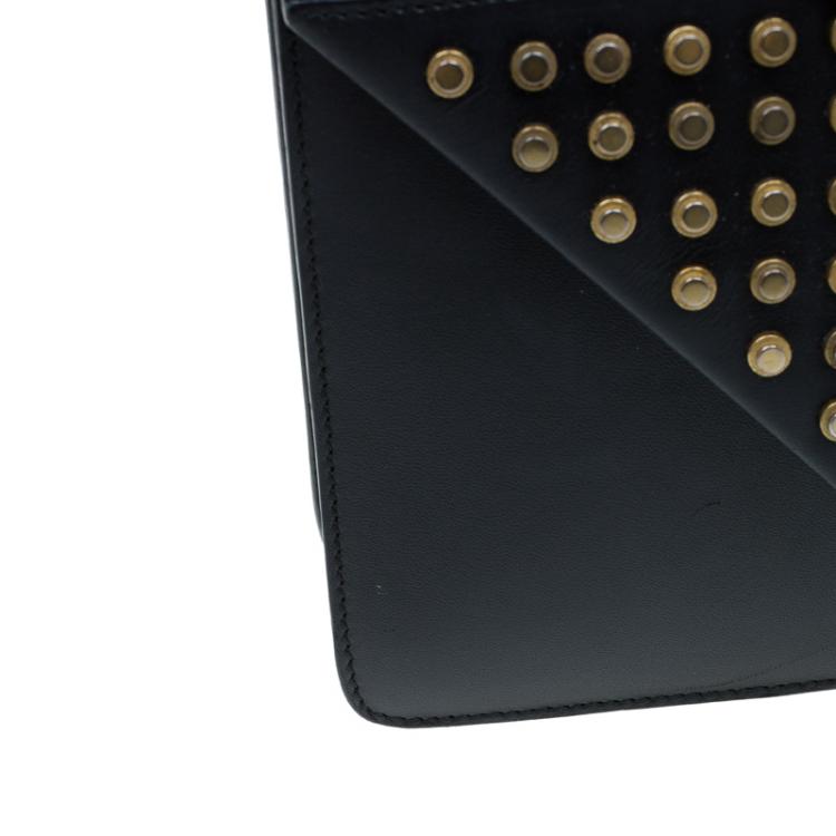 Pre Owned Saint Laurent Paris Black Leather Studded Betty Shoulder Bag