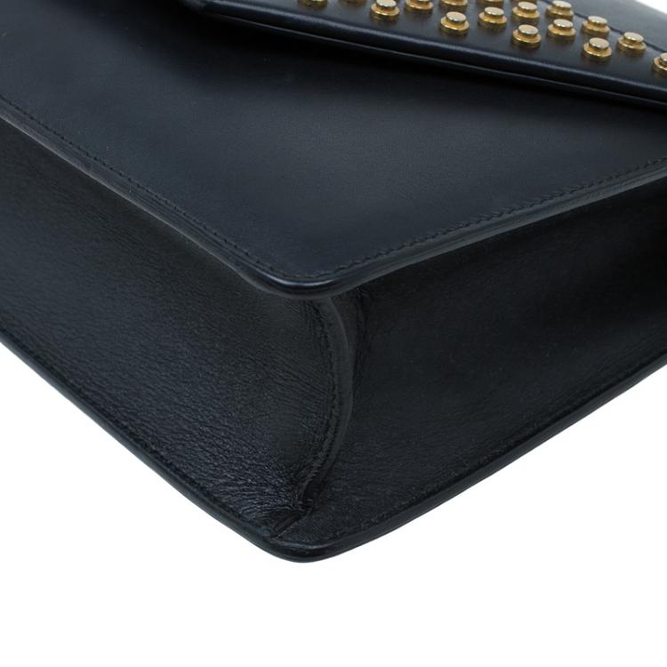Pre Owned Saint Laurent Paris Black Leather Studded Betty Shoulder Bag