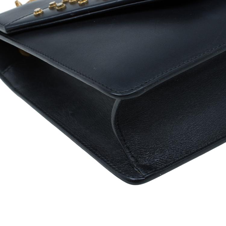Pre Owned Saint Laurent Paris Black Leather Studded Betty Shoulder Bag
