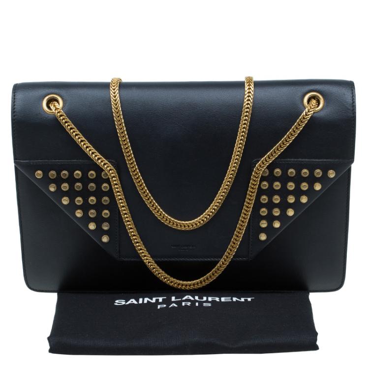 Pre Owned Saint Laurent Paris Black Leather Studded Betty Shoulder Bag
