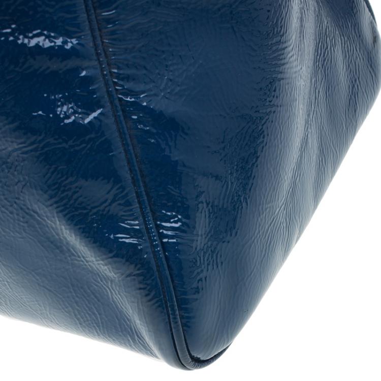 Pre Owned Saint Laurent Paris Aegean Patent Leather Medium Majorelle Tote