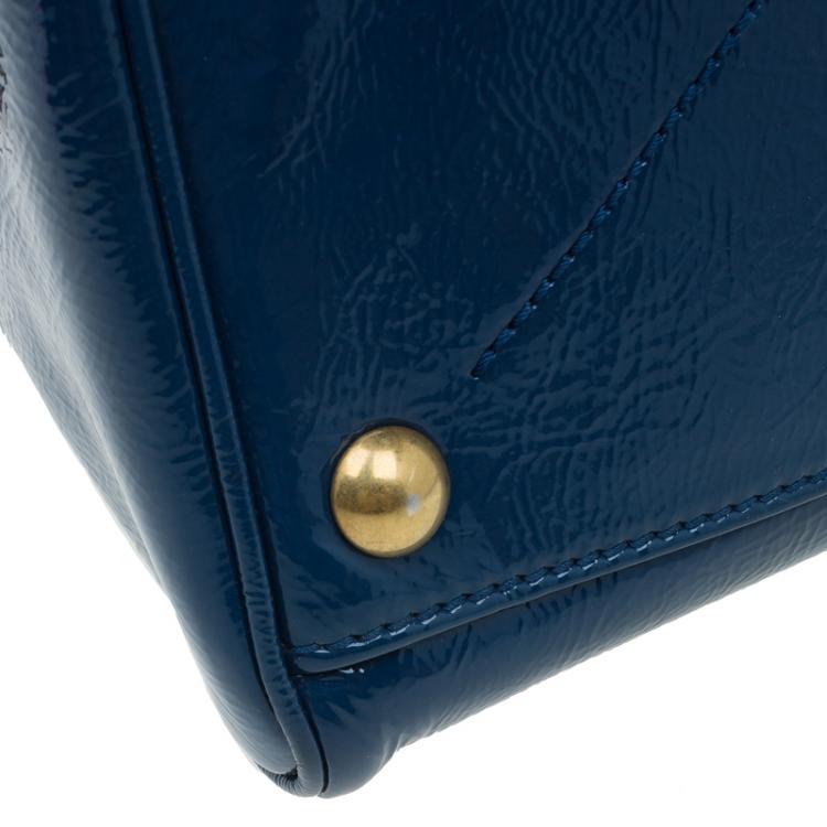 Pre Owned Saint Laurent Paris Aegean Patent Leather Medium Majorelle Tote