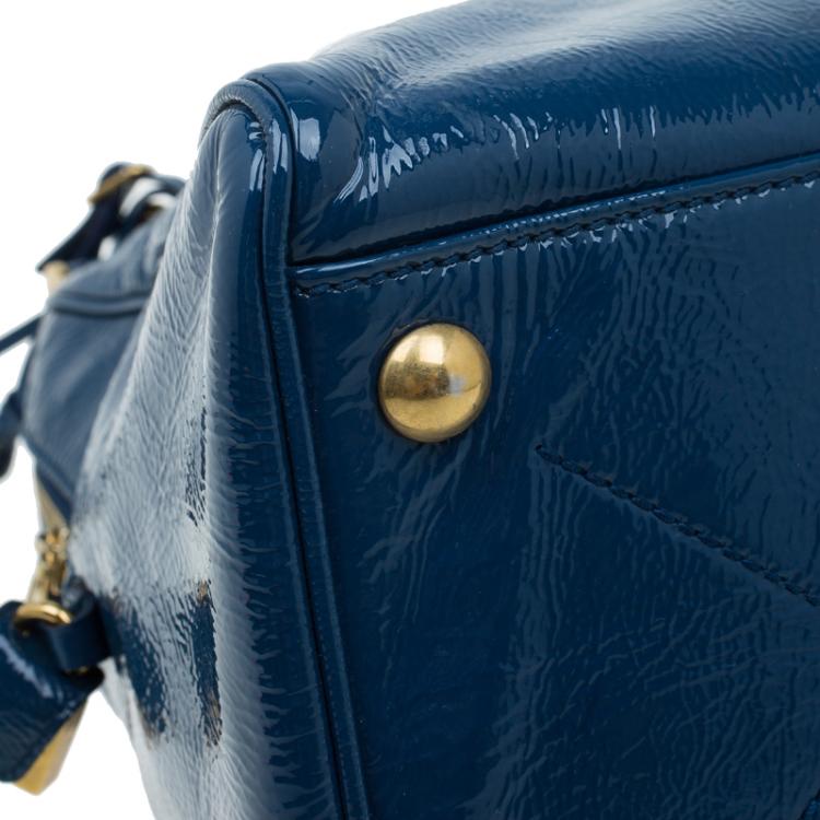 Pre Owned Saint Laurent Paris Aegean Patent Leather Medium Majorelle Tote