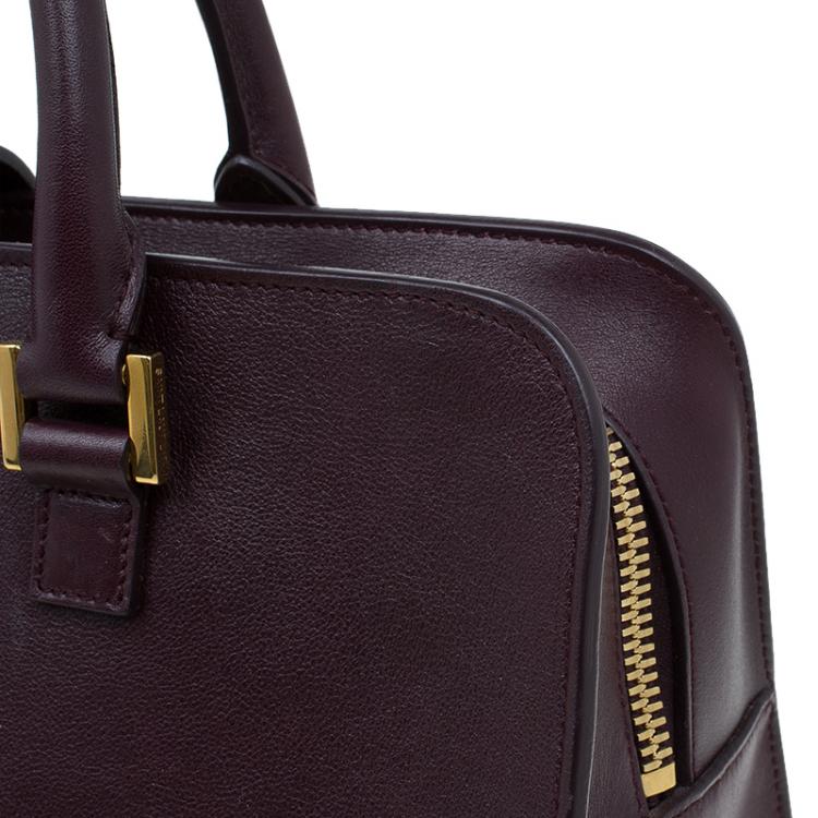 Pre Owned Saint Laurent Paris Burgundy Leather Small Cabas Monogram Tote