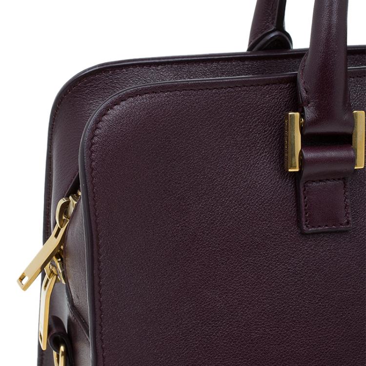 Pre Owned Saint Laurent Paris Burgundy Leather Small Cabas Monogram Tote